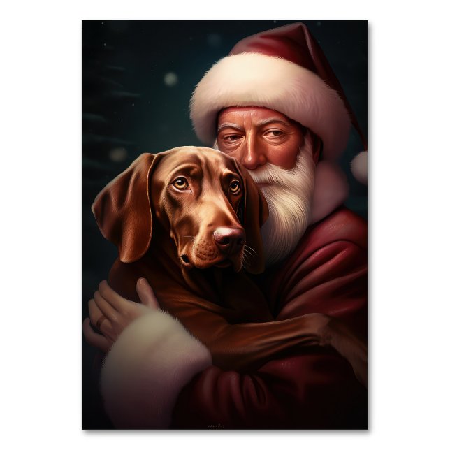 Numeração De Mesa Vizsla com Papai Noel Natal Festivo (Frente)