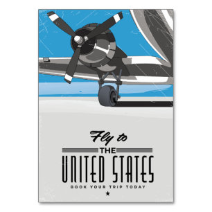 Numeração De Mesa Voar para o Poster de viagens dos Estados Unidos