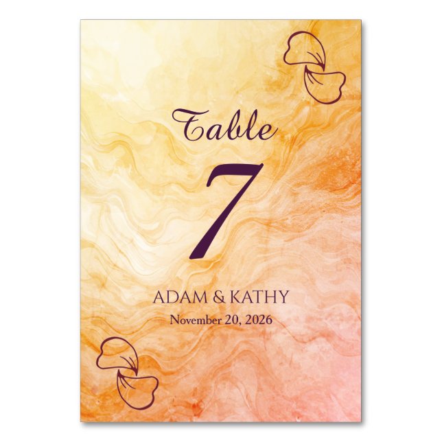 Numeração De Mesa Warm Autumn Marble Table Number (Frente)