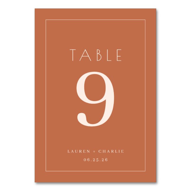 Numeração De Mesa Warm Terracotta Minimalist Number (Frente)