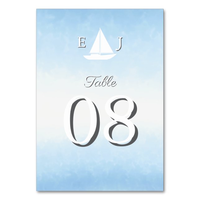 Numeração De Mesa Water Meets Sky Watercolor Wedding (Frente)