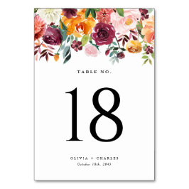 Numeração De Mesa Watercolor Autumn Blooms Garland Casamento outono