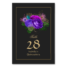 Numeração De Mesa Watercolor Floral espanhola Mardi Gras Quinceañera