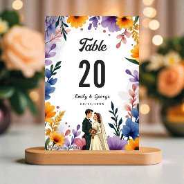 Numeração De Mesa Watercolor Floral Garden Couple Summer Wedding