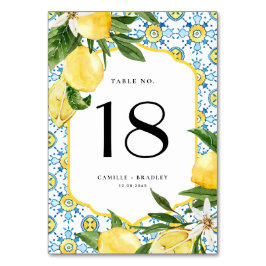 Numeração De Mesa Watercolor Lemon e Casamento de Azulejos marroquin