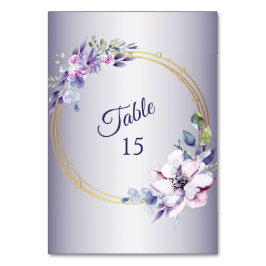 Numeração De Mesa Watercolor Pink Floral Geometric Golden Purple