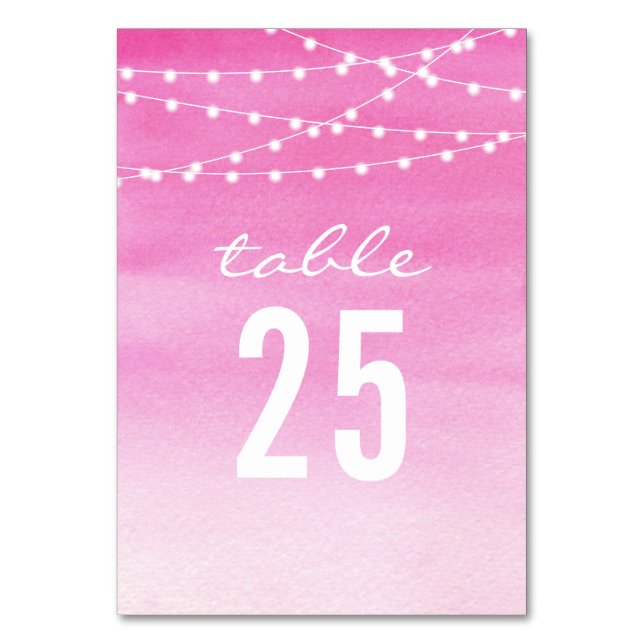 Numeração De Mesa Watercolor String Luzes Casamento (Verso)