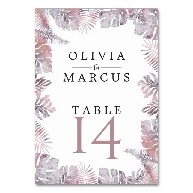 Numeração De Mesa Watercolor Tropic Deixa Rosa Mauve (Frente)