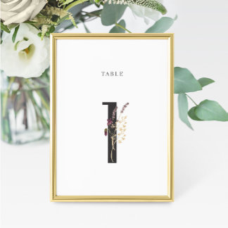 Numeração De Mesa Watercolor Wildflower Wedding Table Número 1