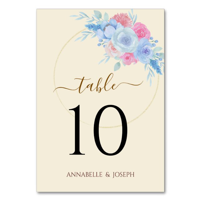 Numeração De Mesa watercolors Florals Modern Botanical Wedding (Frente)