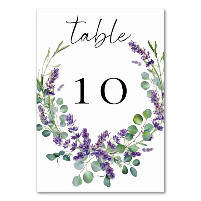 Numeração De Mesa Wedding lavender florals eucalyptus greenery (Frente)