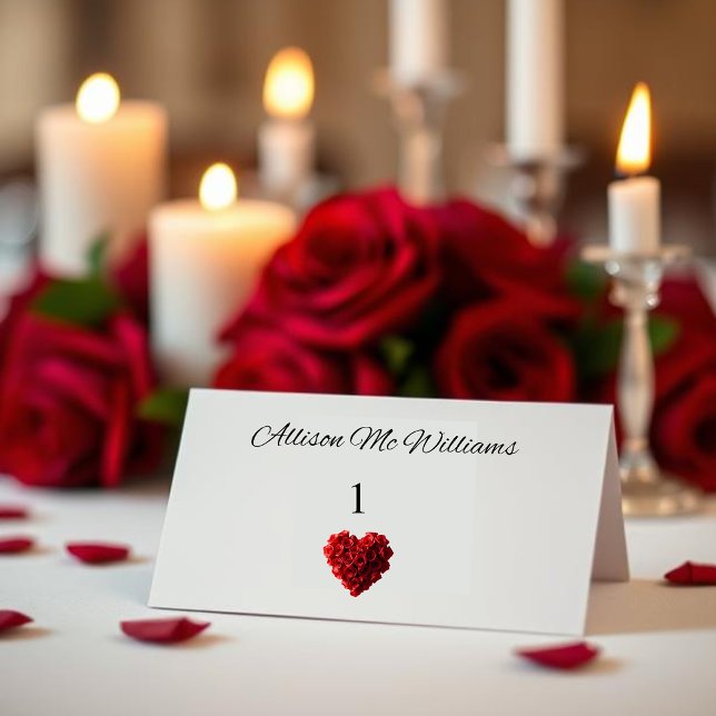 Numeração De Mesa Wedding Place cards--Heart Shaped Red Roses (Wedding Place cards--Heart Shaped Red Roses Table Number)