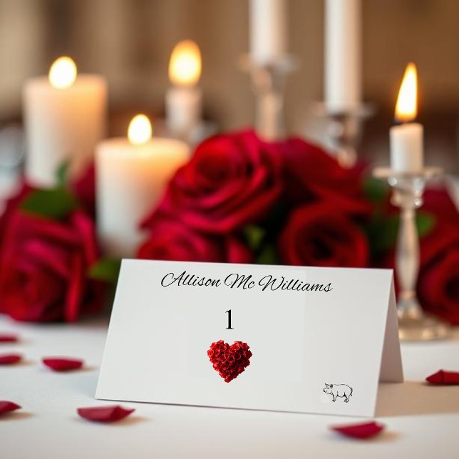 Numeração De Mesa Wedding Place Cards Pork Icon-Red Roses (Wedding Place Cards Pork Icon-Red Roses)