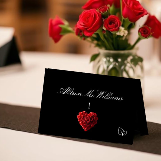 Numeração De Mesa Wedding Place Cards Vegan Icon-Red Roses (Wedding Place Cards Vegetarian Icon-Red Roses)