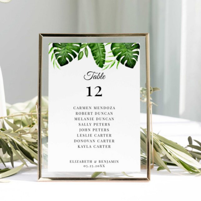 Numeração De Mesa Wedding Seating Chart Table Tropical Greenery  (Criador carregado)