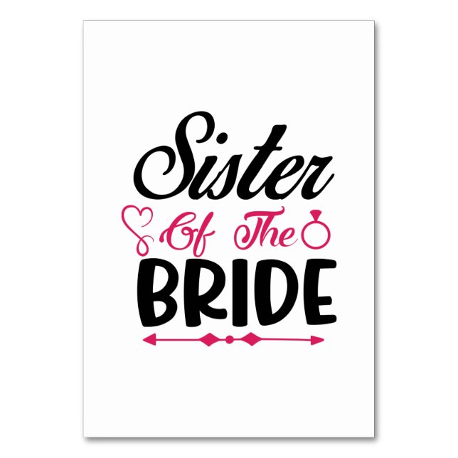 Numeração De Mesa Wedding Sister Of The Bride (Frente)