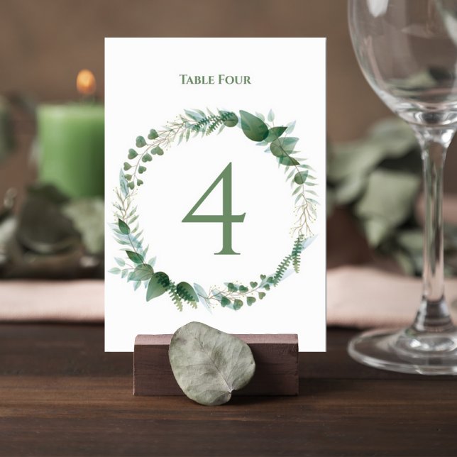 Numeração De Mesa Wedding Table Number Card with Botanical Wreath (Criador carregado)