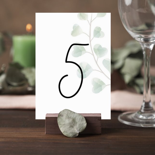 Numeração De Mesa Wedding Table Number with Eucalyptus Leaves (Criador carregado)