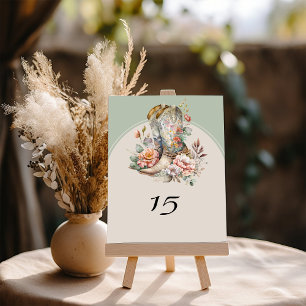 Numeração De Mesa Western Boots Boho Floral Quinceanera