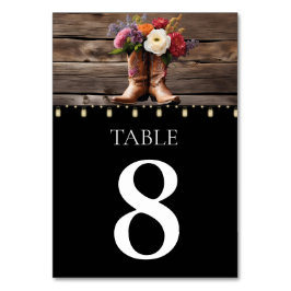 Numeração De Mesa Western Cowboy Boots Floral Elegante Mason Jar