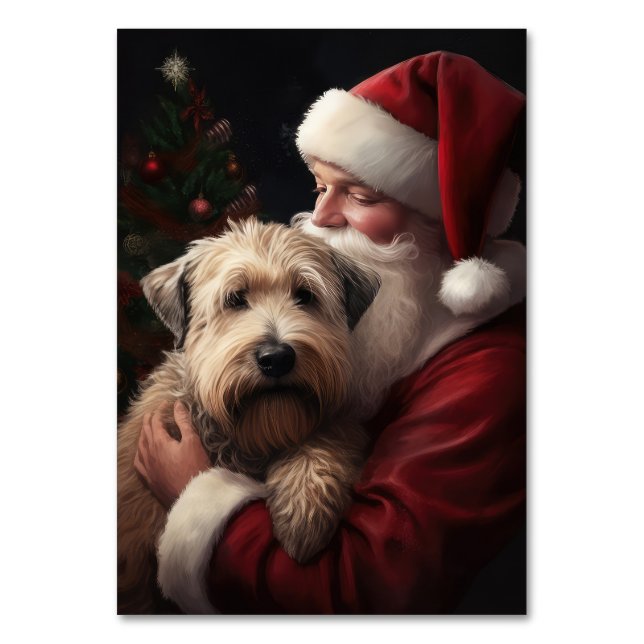 Numeração De Mesa Wheaton Terrier com Papai Noel Natal Festivo (Frente)