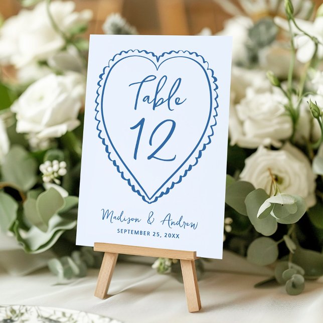 Numeração De Mesa Whimsical Blue Heart Wedding (Criador carregado)
