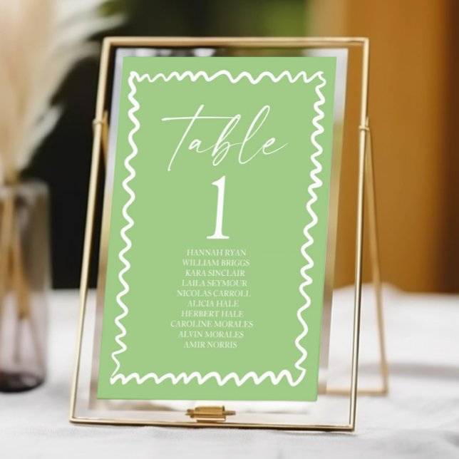 Numeração De Mesa Whimsical Citrus Green Wavy Border Wedding (Criador carregado)