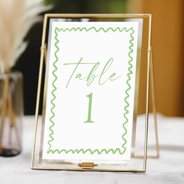 Numeração De Mesa Whimsical Citrus Green Wavy Border Wedding (Criador carregado)