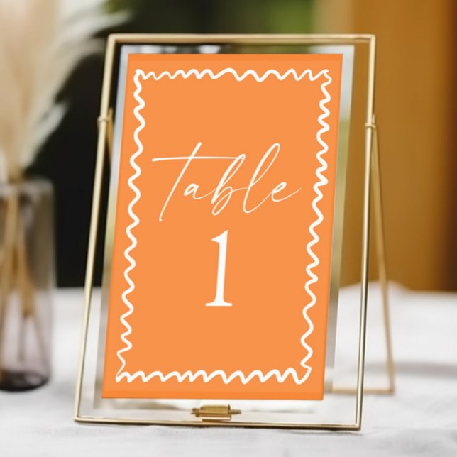 Numeração De Mesa Whimsical Citrus Orange Wavy Border Wedding (Criador carregado)