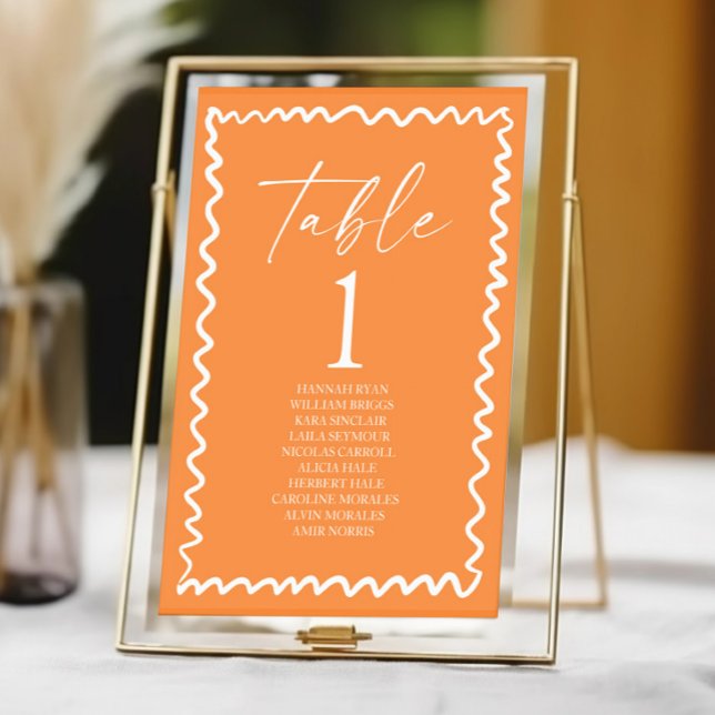 Numeração De Mesa Whimsical Citrus Orange Wavy Border Wedding (Criador carregado)