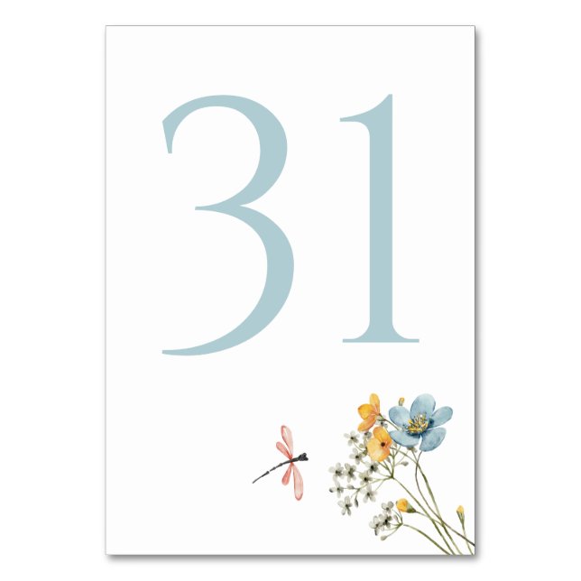 Numeração De Mesa Whimsical Wildflower Meadow Wedding  (Frente)