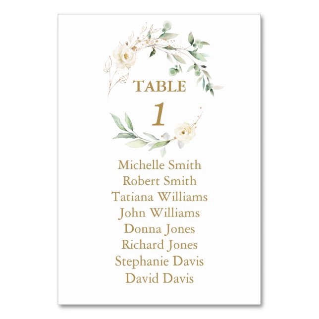 Numeração De Mesa  White Floral Greenery Baptism Seating Chart   (Frente)