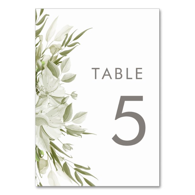 Numeração De Mesa White Floral Greenery Wedding (Frente)