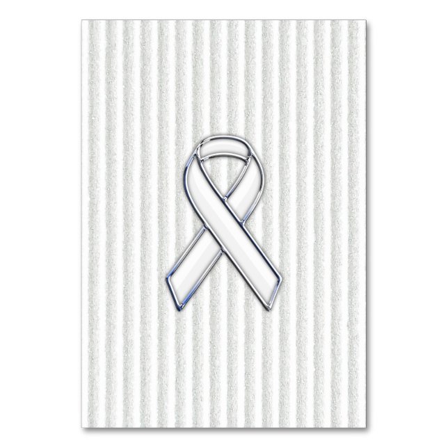 Numeração De Mesa White on White Ribbon Awarness Stripes (Frente)