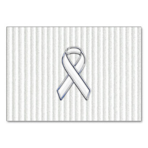 Numeração De Mesa White on White Ribbon Awarness Stripes