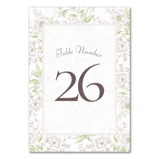 Numeração De Mesa White Rose Classic Wedding Table Number (Frente)