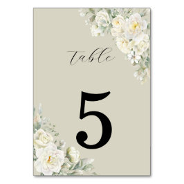 Numeração De Mesa White Roses Beige Table Number