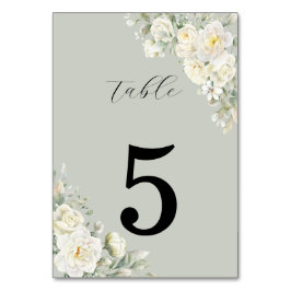 Numeração De Mesa White Roses Light Green Table Number