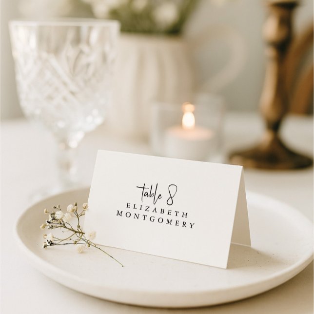 Numeração De Mesa White Simple Modern Wedding Calligraphy (Criador carregado)