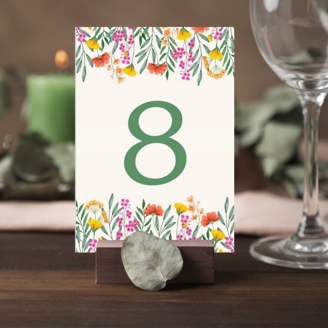 Numeração De Mesa Wildflower Botanical Wedding Table Number Card (Criador carregado)