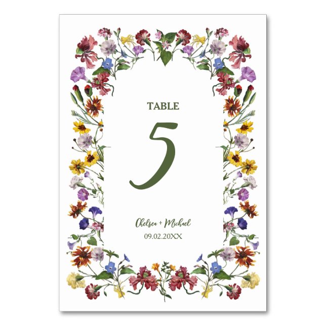 Numeração De Mesa Wildflower Frame Rustic Boho Wedding (Frente)