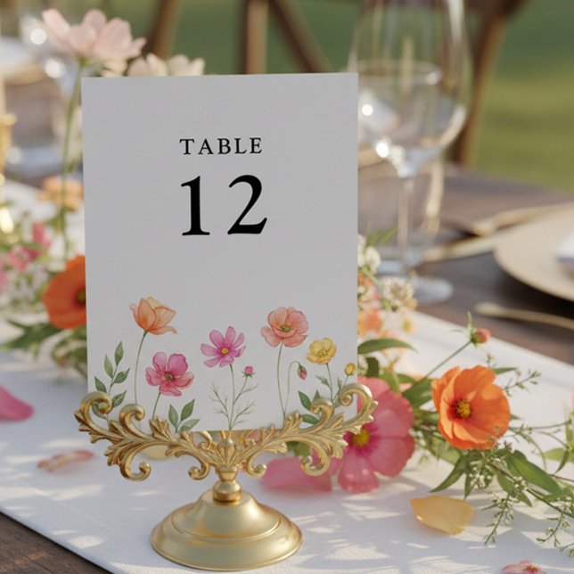 Numeração De Mesa Wildflower Wedding Pretty Flower Table Number (Editable Table Number from the Wildflower Bloom wedding collection by Darling & May)