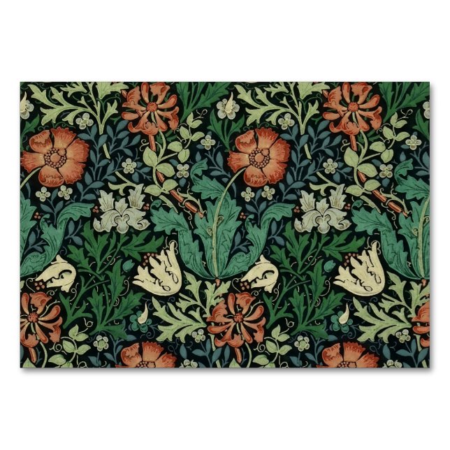 Numeração De Mesa William Morris Compton Floral Art Nouveau Pattern (Frente)