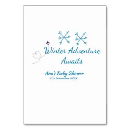 Numeração De Mesa Winter Adventure awaits baby shower blue snowflake