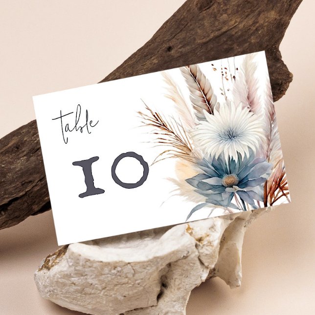 Numeração De Mesa Winter Boho Floral Wedding | Branca (White Winter Boho Floral Wedding Table Number Card)