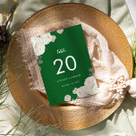 Numeração De Mesa Winter Floral | Números de Tabela de Casamento Ver<br><div class="desc">Este floral de inverno nos números de mesas de casamento verdes esmeraldas são perfeitos para um casamento elegante de Natal moderno. O simples design apresenta flores brancas com vegetação invernal e folhas de eucalipto,  com uma sensação rústica do país.</div>