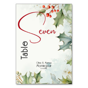 Numeração De Mesa Winter Holly e Berries