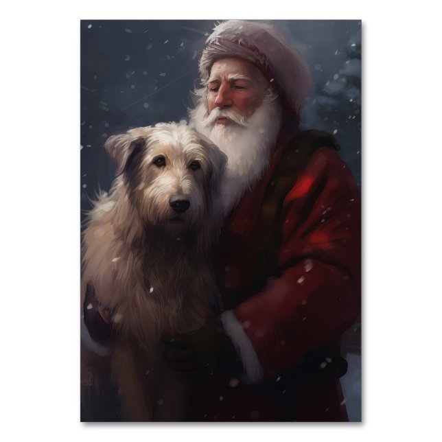 Numeração De Mesa Wolfhound com Papai Noel Natal Festivo (Frente)