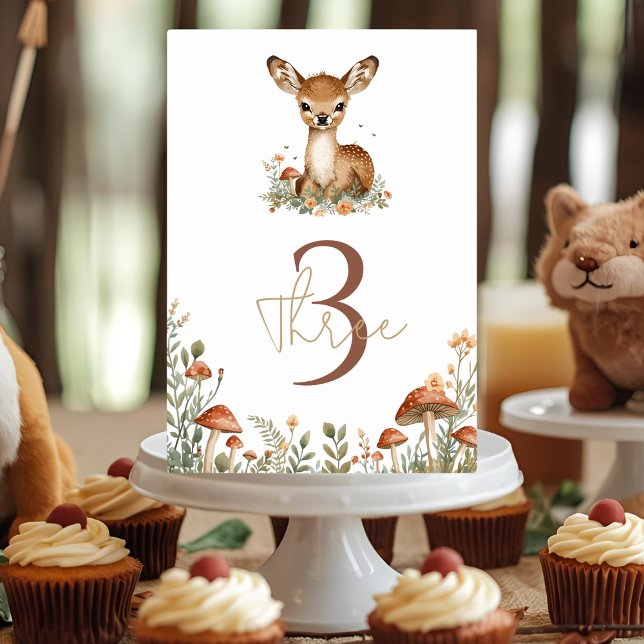 Numeração De Mesa Woodland Deer Birthday Rustic (Criador carregado)