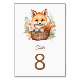 Numeração De Mesa Woodland Fox Baby Shower Party Table Number